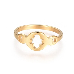 Golden Ionenbeschichtung (IP) 304 Edelstahl-Fingerringe, golden, Größe 5~9, 15~19 mm