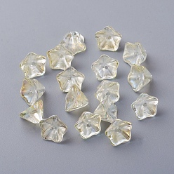 Светлый Золото-желтый Гальванические стеклянные бусины, труба цветок, светлый золотарник желтый, 8.5x8x5.5 мм, отверстие : 1 мм