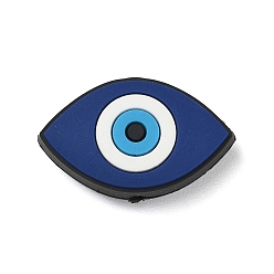 Eye Evil Eye Theme Silicone Beads, Focal Beads, Midnight Blue, Eye, 18x29.5x9mm, Hole: 2mm