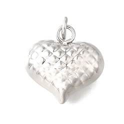 Платина Латунные подвески, сердце прелести, с прыжковых колец, без кадмия и без свинца, долговечный, стойки покрытие, платина, 21x20.5x9.5 мм, отверстие : 4 мм