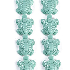 Бирюза Нити резных бусин из синтетического коралла, окрашенные, черепаха, бирюзовые, 18.5x16x7.5 мм, отверстие : 1.2 мм, около 20 шт / нитка, 13.78'' (35 см)