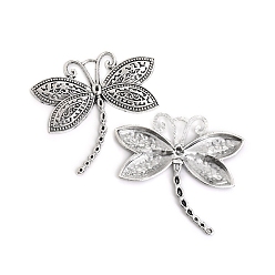 Античное Серебро Тибетский стиль сплав подвески ювелирные аксессуары, стрекоза, античное серебро, 60x56x1 мм