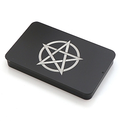 Звезда Печатные железные коробки для сбора карт Таро, футляры для хранения карт Таро, прямоугольные, чёрные, звезда, 16.7x10.3x2 см