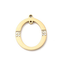 Настоящее золото 18K 304 микро нержавеющей стали прокладывать Цирконом подвески, плоские круглые прелести, ионное покрытие (ip), ручная полировка, реальный 18 k позолоченный, 17x14x1.5 мм, отверстие : 0.8~1.2 мм