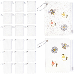 Clear 20Pcs 2 Styles Transparent PVC Zip Top Storage Bags, Rectangle with Ball Chains, Clear, 10x12.5x0.15cm, 10pcs/style