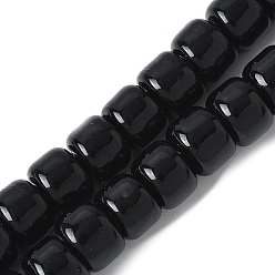Черный Бусы лэмпворк ручной работы, рондель, чёрные, 7.5x5.5 мм, отверстие : 1.5~1.8 мм, около 40 шт / нитка, 9.35'' (23.75 см)