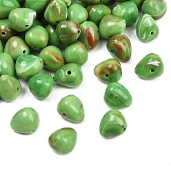 Зеленый лайм Непрозрачные акриловые бусины, имитирующие драгоценные камни, треугольные, два тона, зеленый лайм, 12~12.5x15x12~12.5 мм, отверстие : 2 мм, Около 396 шт / 500 г