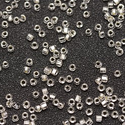 Clear 8/0 Round Glass Seed Beads, Silver Lined Square Hole, Transparent Colours, Clear, 2.8~3.2mm, Hole: 1.0mm, about 15000pcs/pound