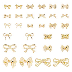 Золотой 30шт 15 стили стойка покрытие сплав бусины, бантом, золотые, 5.5~18.5x9~24.5x3~6 мм, отверстие : 1~2 мм, 2 шт / стиль