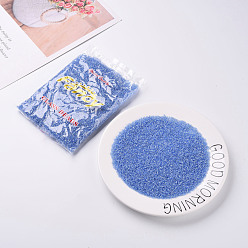 Cornflower Blue Glass Seed Beads, Trans. Colours Lustered, Round, Cornflower Blue, 2mm, Hole: 1mm, 30000pcs/pound