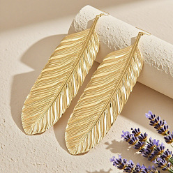 Золотой Серьги-подвески из сплава перьев, золотые, 190x55 мм