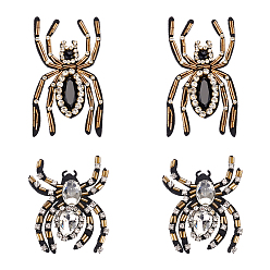 (52) Непрозрачная лаванда 4 шт. 2 стили аппликаций в форме паука, аппликации ручной работы из ткани, бисера и страз, костюм шляпа сумка украшение аксессуары, разноцветные, 68~113x70~90x7~8.5 мм, 2 шт / стиль