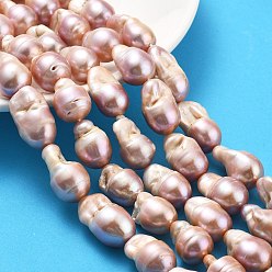 Серо-розавый Нити натуральных бусин с ядровым жемчугом, барочная жемчужина кеши жемчужина, самородки, класс 3а+, увядшая роза, 15~25x11.5~13.5 мм, отверстие : 0.6 мм, около 20~24 шт / нитка, 15.94~16.34 дюйм (40.5~41.5 см)