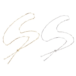 Золотой & Цвет Нержавеющей Стали 2 шт. 2 цвета 304 изготовление цепочек из нержавеющей стали с плоскими звеньями, с латунными скользящими бусинами, золотые и нержавеющая сталь цвет, 23-7/8 дюйм (60.5 см), 1 шт / цвет