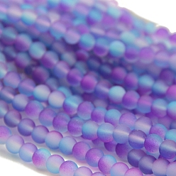 Темно-Фиолетовый Светящиеся стеклянные бусины из искусственного нефрита, изготовление аксессуаров для браслета своими руками, светящиеся в темноте бусы, темно-фиолетовый, 8 мм, 95~105 шт