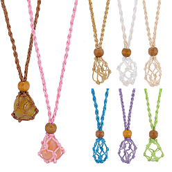 (52) Непрозрачная лаванда 9 шт 9 цвета плетеные хлопковые нитки шнуры макраме мешочек ожерелье изготовление, регулируемые деревянные бусины сменные каменные ожерелья, разноцветные, 39-3/8 дюйм (100 см), 1 шт / цвет