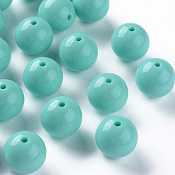 Pale Turquoise Opaque Acrylic Beads, Round, Pale Turquoise, 20x19mm, Hole: 3mm, about 111pcs/500g