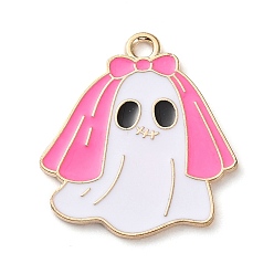 Ghost Подвески из эмали и сплава, амулеты на тему Хэллоуина, золотые, призрак, 25.5x23x1.2 мм, отверстие : 2 мм
