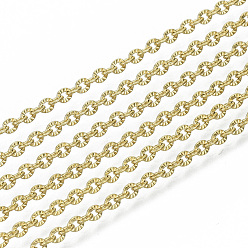 Golden 304 Stainless Steel Chains, Cable Chains, Link Chains, Textured, with Spool, Golden, 2.5x2x0.3mm, about 82.02 Feet(25m)/roll