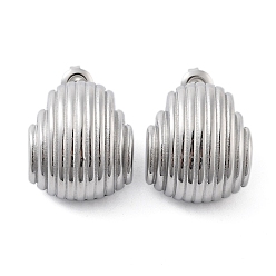 Stainless Steel Color Non-Tarnish 304 Stainless Steel Stud Earrings, Teardrop, Stainless Steel Color, 22x19mm