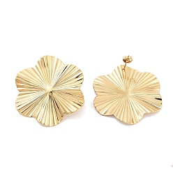 Golden 304 Stainless Steel Stud Earrings for Women, Flower, Golden, 41x37mm