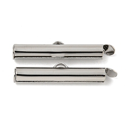 Платинированный Латунь слайдов на концевых бюгельных труб, торцевые крышки слайдера, без кадмия, без никеля и без свинца, с подвесными поручительств, Реальная платина, 6x29x4 мм, отверстие : 1 мм