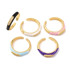 (52) Непрозрачная лаванда Открытые манжеты из латуни с микропаве и прозрачным фианитом, эмалированное кольцо для женщин, без свинца и без кадмия, реальный 18 k позолоченный, разноцветные, 3.5 мм, регулируемый
