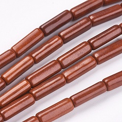 (123L) Белый крем непрозрачный блеск Синтетических нитей бирюзовые бусы, окрашенные, колонка, огнеупорный кирпич, 13x4 мм, отверстие : 1 мм, около 32 шт / нитка, 16 дюйм