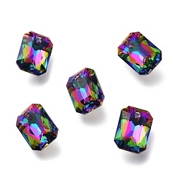 Вулкан Стеклянные стразы подвески, с покрытием на задной стороне, граненые, восьмиугольник прямоугольник, вулкан, 11.5x8x4.5 мм, отверстие : 1.4 мм
