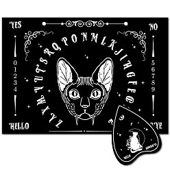 Cat Shape Набор маятниковых гадальных досок, прямоугольная говорящая доска, с аксессуарами для планшетов, форма кошки, 11.2~30x9~21x5 см, 2 шт / комплект