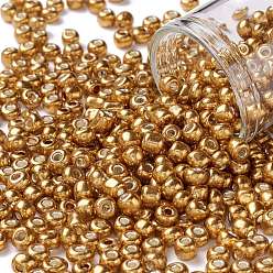 (932FM) Темно-синий аква-матовый с подкладкой 6/0 стакан бисер, стиль цвета металлик, круглые, темно-золотистые, 6/0, 4 мм, отверстие : 1.5 мм, Около 4500 шт / фунт