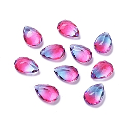 Camélia Cabochons strass verre transparent deux tons, pointé en arrière, facette, larme, camélia, 14x10x6mm
