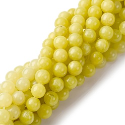 Лимонный Нефрит Натуральные нефритовые бусины, цвет лимона , класс А, круглые, 8~8.5 мм, отверстие : 0.9 мм, около 46 шт / нитка, 14.96'' (38 см)