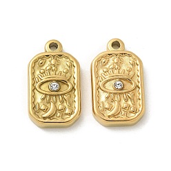 Rectangle 304 подвески из нержавеющей стали, со стразами, золотые, очарование глаз, прямоугольные, 16.5x9.5x3 мм, отверстие : 1.5 мм
