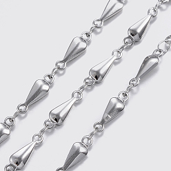 Stainless Steel Color Tarnish Resistant 304 Stainless Steel Chains, Teardrop Link Chains, Soldered, Stainless Steel Color, 11x3.5x1.8mm
