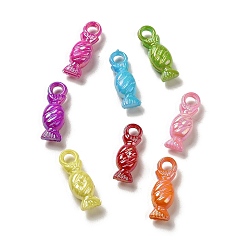 Mixed Color Plating Opaque Acrylic Pendants, AB Color, Candy, Mixed Color, 20.5x7x5.5mm, Hole: 2.8mm, 1470pcs/500g
