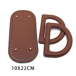 Коричневый D-образная ручка из искусственной кожи и овальное дно сумки, кофе, 22x10 см, 13x10 см