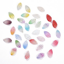 Gemischte Farbe Transparente Glas-Anhänger, mit Goldfolie, petaline, Gemischte Farbe, 18x10x3 mm, Bohrung: 1.2 mm