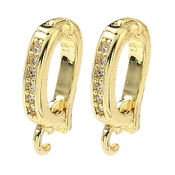 Настоящее золото 18K Латунные микро проложить четкие кубического циркония кулон поручительств, овальные, без кадмия и без свинца, долговечный, стойки покрытие, реальный 18 k позолоченный, 14x7.5x2.5 мм, отверстие : 1.2 мм
