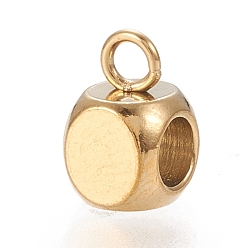 Золотой Ионное покрытие (ip) 304 дуги из нержавеющей стали, петля под залог, кубик бусины залог, золотые, 7.5x5x5 мм, отверстие : 1.6 мм