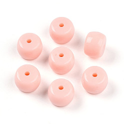 Розовый Непрозрачные акриловые бусины, колонка, туманная роза, 7.1x9.9 мм, отверстие : 1.8 мм, Около 943 шт / 500 г