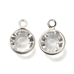 Платина Латунные подвески, со стеклом, круглые, платина, 12x9x4 мм, отверстие : 1.6 мм