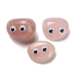 Розовый Кварц Натуральный розы украшения кварц дисплей, смолой глаза, для домашнего офиса настольный орнамент фэн-шуй, самородки, 14~24x26.5~31.5x16~24.5 мм