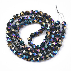 Mixed Color Electroplate Opaque Glass Beads Strands, AB Color Plated, Faceted, Round, Mixed Color, 5.5x5.5x5.5mm, Hole: 1mm, about 97~99pcs/strand, 20.87 inch~21.26 inch(53cm~54cm)