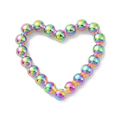 Rainbow Color Ионное покрытие (ip) цвет радуги 304 соединительные кольца из нержавеющей стали, имитация круглого сердца из бисера, 20x22x2.5 мм, внутренний диаметр: 12x16 мм