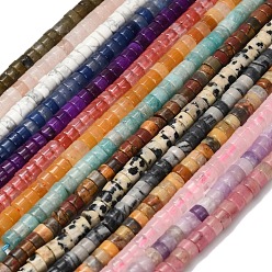 Смешанные камни Природных драгоценных камней смешанного бисер нитей, диск, Heishi бусы, смешанные окрашенные и неокрашенные, 4x2~2.5 мм, отверстие : 0.7 мм, около 158~160 шт / нитка, 14.96''~15.16'' (38~38.5 см)