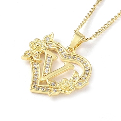 Letter V 304 ожерелья-подвески в форме сердца из нержавеющей стали с фианитами, письмо амулеты, Буква V, 16.54 дюйм (42 см)