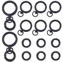 Черный Цвет Металла 8 шт. поворотные застежки из цинкового сплава, поворотный карабин-лобстер, 8пружинные кольца из цинкового сплава, металлический черный , 20~39x20~27x3.5~4 мм, отверстие : 10x5 мм