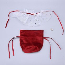 Темно-Красный Бархатные украшения подарочные пакеты на шнурке, с пластиковым дизайном юбки из искусственного жемчуга и звездной пряжи, мешочки для конфет на свадьбу, темно-красный, 14.2x14.9x0.4 см