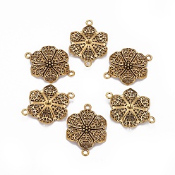 Античное Золото Соединительные элементы в тибетском стиле, сплав, без свинца и без кадмия, цветок, античное золото , Размер : длиной около 41 мм , шириной 37 мм , толщиной 2.5 мм , отверстие : 3 мм, 190 шт / 1000 г